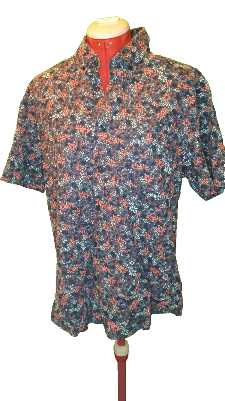 Goodfellow & Co Men's Slim Large - Blue and Red Paisley - Preowned - Button Down